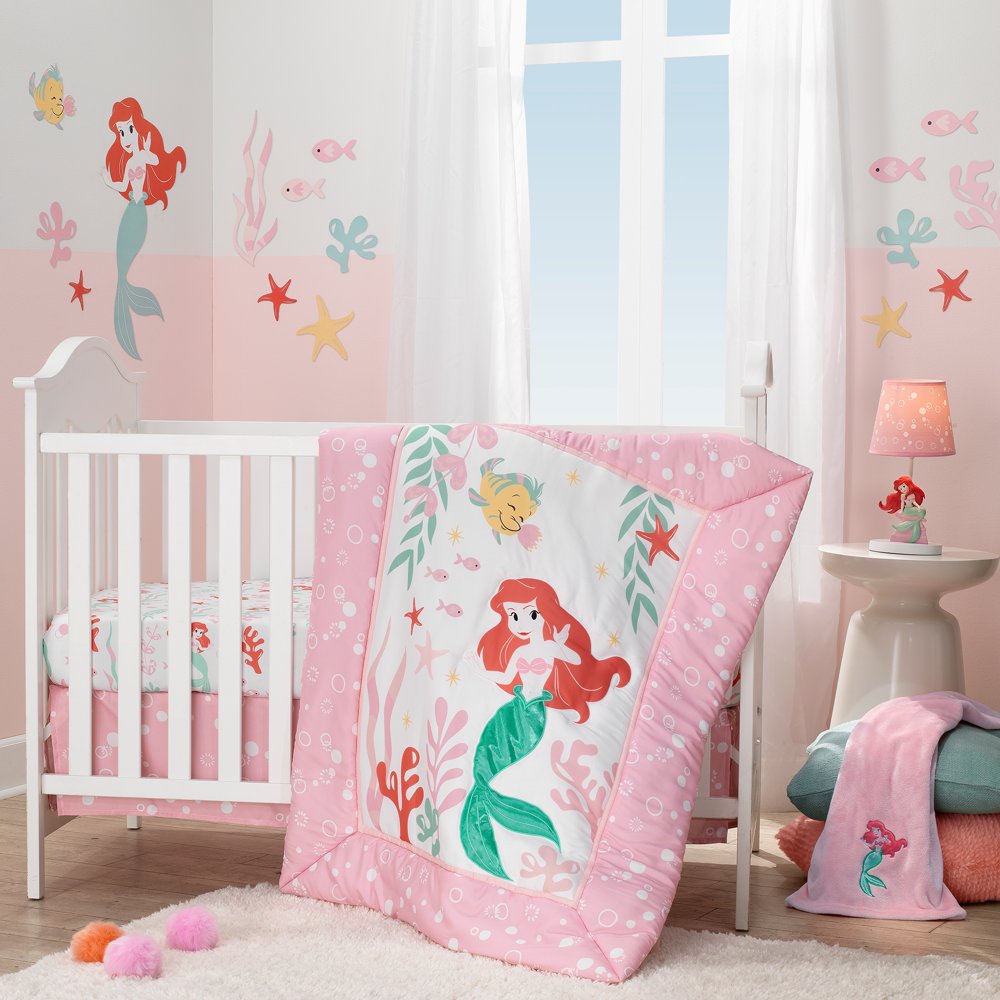 DIsney by Lambs & Ivy Polyester Crib Bedding Set Sheets, Ariel's Grotto