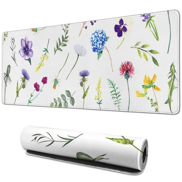 Beautiful Flowers Personalized Mouse Mat - Premium-Textured, Washable Lycra Cloth - Non-Slip Rubber Base - Ideal for Computer Mouse - 31.5x11.8 Inches