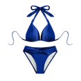 thumbnail image 4 of Women Swimsuits String Triangle Separates Bikini Sets Solid Color Blue Women's Swimwear L, 4 of 5