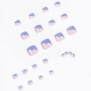 24 Pcs Fake Toenails Lacquer Blue Pink Full Cover Pure Color Toe Nail Foot Art Medium FALSE Gel Toes Nails Tips Sets for Women Teens Girls