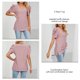 thumbnail image 5 of Camisa de manga abombada con cuello en V para mujer, Top de manga corta, camisa delgada holgada con agujeros, color rosa oscuro S, 5 of 6