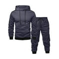 thumbnail image 2 of Txeol Men's Fleece Sweatsuits 2 Piece Set Casual Long Sleeve Hooded Sweatshirt with Drawstring Sweatpant Fall Fashion Sport Outfits XL Dark Gray, 2 of 5