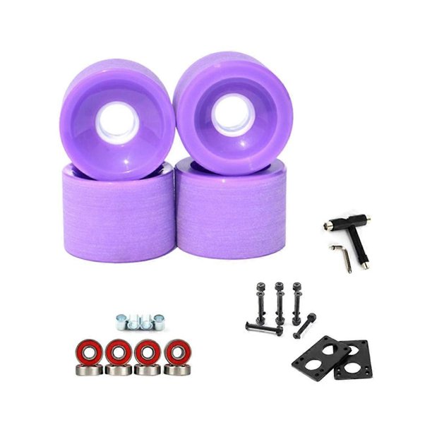 4 ruedas para patineta de surf de 70 x 51 mm, para longboard, de bajo ruido, resistentes al desgaste, para patinaje sobre carretera y campo, con herramienta, color morado, morado