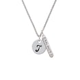 thumbnail image 2 of Delight Jewelry Silvertone Large Script Letter - T - 3/4'' Disc - Silvertone Balance Bar Charm Necklace, 23", 2 of 4