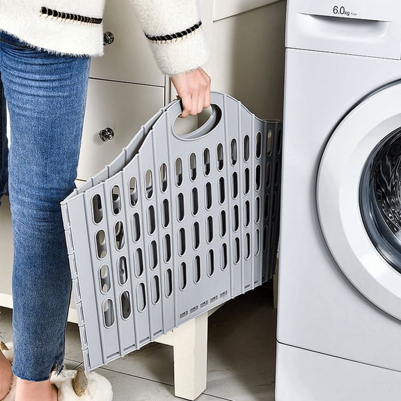 Saierfour Foldable Wall-Mounted Laundry Hamper, Clothes Basket with Handle for Bathroom Storage