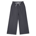 thumbnail image 6 of NEBWOAK Little Girls Dark Gray High Waist Sweatpants, Cotton Drawstring Wide Leg Casual Lounge Joggers,Size 6 T, 6 of 8