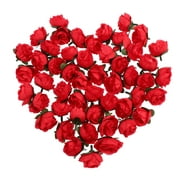 ROSENICE 50pcs Artificial Roses Flower Heads Wedding Decoration (Red)