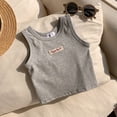 thumbnail image 4 of CYRBOKO Toddler Girls Tank Tops, Cotton Casual Sleeveless Vacation Summer T-Shirts Gray Size 2-3 T, 4 of 8