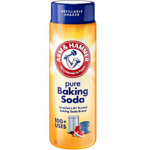 ARM & HAMMER Pure Baking Soda Shaker, Refillable Water-Resistant Pack, Cleaning & Deodorizing, 12 Oz