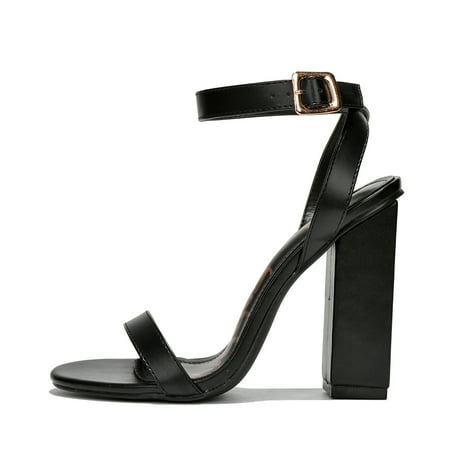 

Cape Robbin Maria-2 Black Pu Block High Heel Transparent Open Toe Fashion Pumps (Black Pu 6.5)