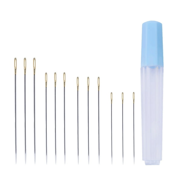 SASABAXI 12Pcs Sewing Needles Assorted Color Pointed Large Eye For Decorative Stitching And Needlework