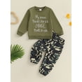 thumbnail image 2 of Loicainy Toddler Kids Boy Camouflage Outfit 12 18 24 Months 2T 3T 4T 5T 6T Letter Print Long Sleeve Sweatshirt Cargo Pants 2 Piece Clothes Set, 2 of 6