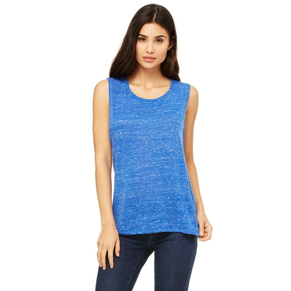 Womens Flowy Scoop Muscle Tank , B8803 , TRUE ROYL MARBLE , Small