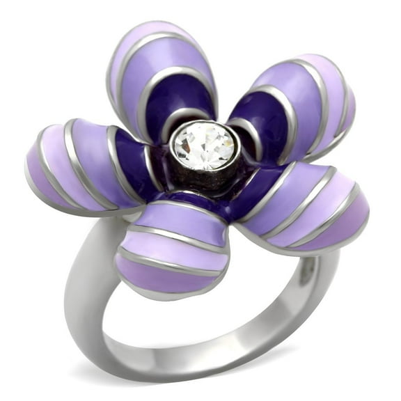 High polished (no plating) Stainless Steel Ring with No Stone for Women No Stone Stone Color Style TK229 Size 10