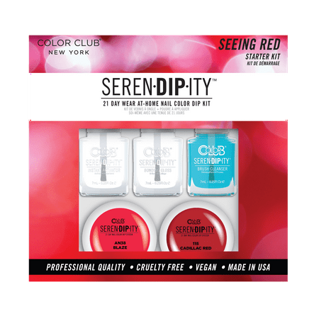 Color Club's 21-Day at Home Dip System Starter Kit, Seeing Red Serendipity Starter Kit, Multi