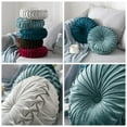 thumbnail image 5 of Round Cushions Pillows, Solid Color Velvet Chair Sofa Pumpkin Throw Pillow Pleated Round Pillow for Home Bed Car Decor Floor Pillow Cushion, 5 of 7