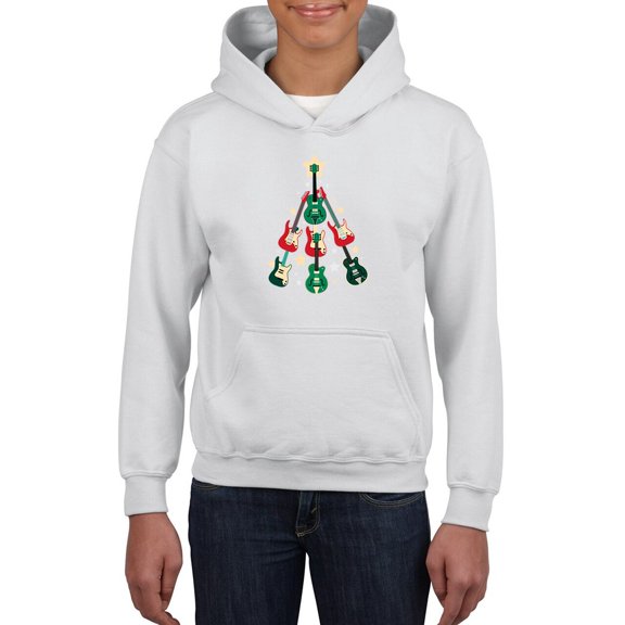 Guitar Christmas Tree Hoodie Juniors -Smartprints Designs, Small