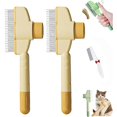 thumbnail image 1 of HAYAN Recognizeknow cat brush, Recognize Know Cat Comb, Onciset Self Cleaning Pet Flea Comb Grooming Brush, Upgrade Dog and Cat Hair Removal with Release Button, for Short&long Pet Hair (2Pcs-B), 1 of 1