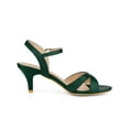 thumbnail image 3 of BLISSFUL STEP Women's Shoes Kitten Heel Open Toe Cross Straps Adjustable Ankle Strap Sandals Dark Green 9.5, 3 of 7