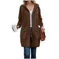 thumbnail image 5 of UngA Long Zip Up Hoodie Women Long Sleeve Fall Long Tunic Hooded Sweatshirt Oversized Fleece Jacket With Pockets Fall Coats 2025 Hoodies Women (Coffee,XL), 5 of 7