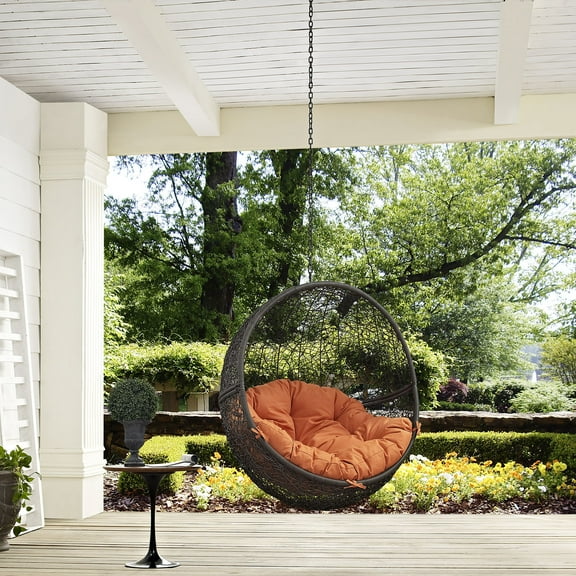 Modway Hide Outdoor Patio Swing Chair Without Stand in Gray Orange