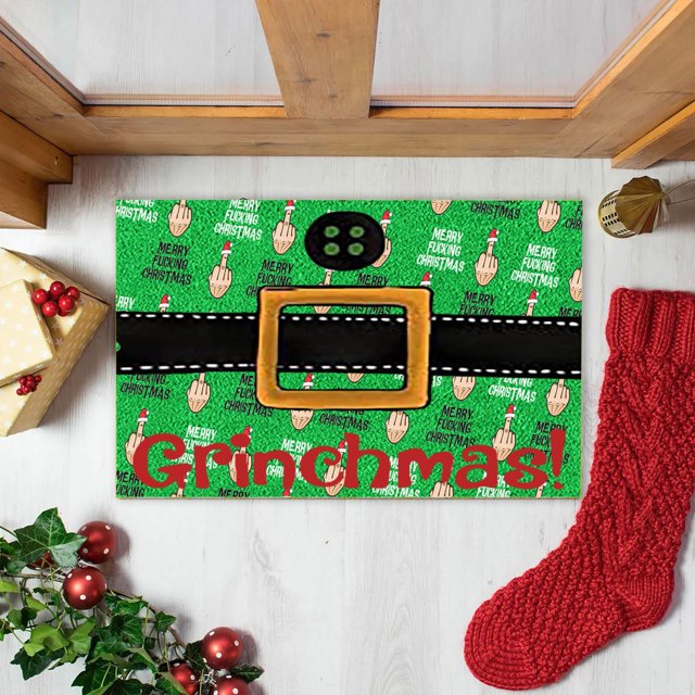 Grinch Christmas Decorations Christmas Door Mat Outdoor Welcome Mat For Front Door, Entryway Christmas Carpet, 23.7X 15.9 Inch Funny Door Mats , Anti-Slip Rug Decorations For Home