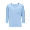 thumbnail image 5 of yillto Women Basic Tops 3/4 Sleeve Tunic Shirts with Pockets V Neck Plain Lightweight Spring Summer Tee Tshirts, 5 of 6