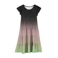 thumbnail image 5 of Alkepwun Girls Ruffle Sleeve Sundress Kids Summer Crewneck A Line Casual Dress Ombre Tiered Swing Midi Dress with Pockets 6-14 Years, 5 of 5