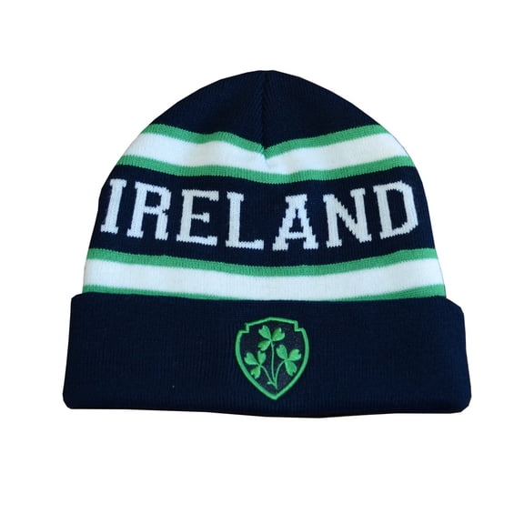 Ireland Wool Knitted Beanie Hat Navy by Traditional Craft Ltd.