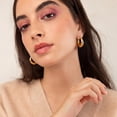 thumbnail image 4 of VEEDOFA Chunky 14K Gold Plated Hoop Earrings for Women, Fashion Hypoallergenic earrings Minimalist Jewelry Gift, 4 of 7
