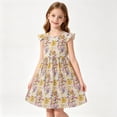 thumbnail image 5 of SGFCWSX Girls Summer Dress Ruffle Sleeve Floral Print Crew Neck Casual Daily Dresses for Kids Yellow Size 5T, 5 of 8