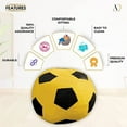 thumbnail image 5 of Ample Decor Soccer Leatherette Bean Bag Cover (Filler Not Included), Double Stitched, Ideal for Children and Teenagers - Yellow & Black, 5 of 6
