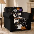 thumbnail image 2 of Psesaysky Halloween 2 Pcs Chair Covers with Ghost Skeleton, Separate Spandex Cushion Cover Washable Soft for Living Room Home Decor, 2 of 8