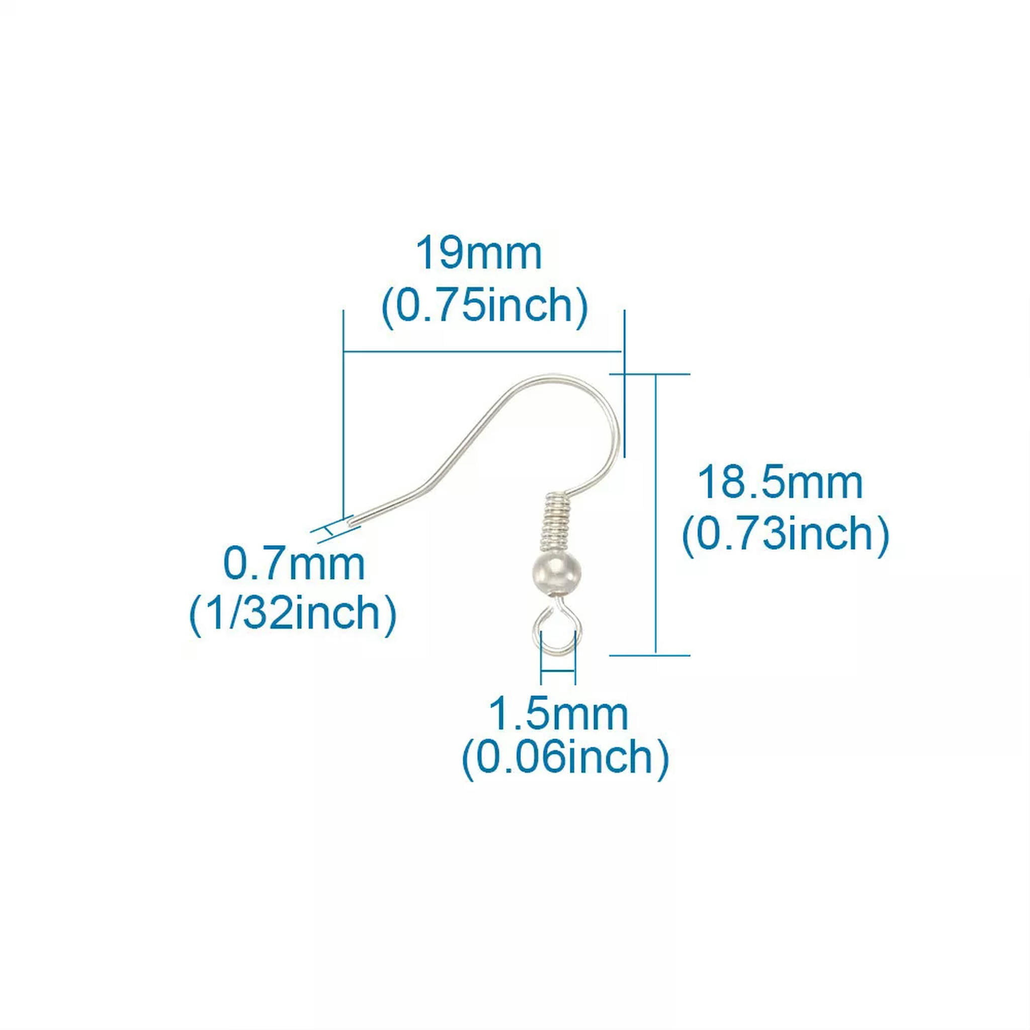 U8MO 2000 Silver Tone Brass Earring Hooks Ball End Hang Loop Earwire Nickel Free 19mm
