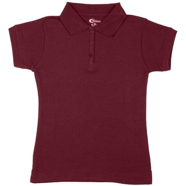 Premium Burgundy Girls Polo Shirts Size 5 6 XS Case of 6