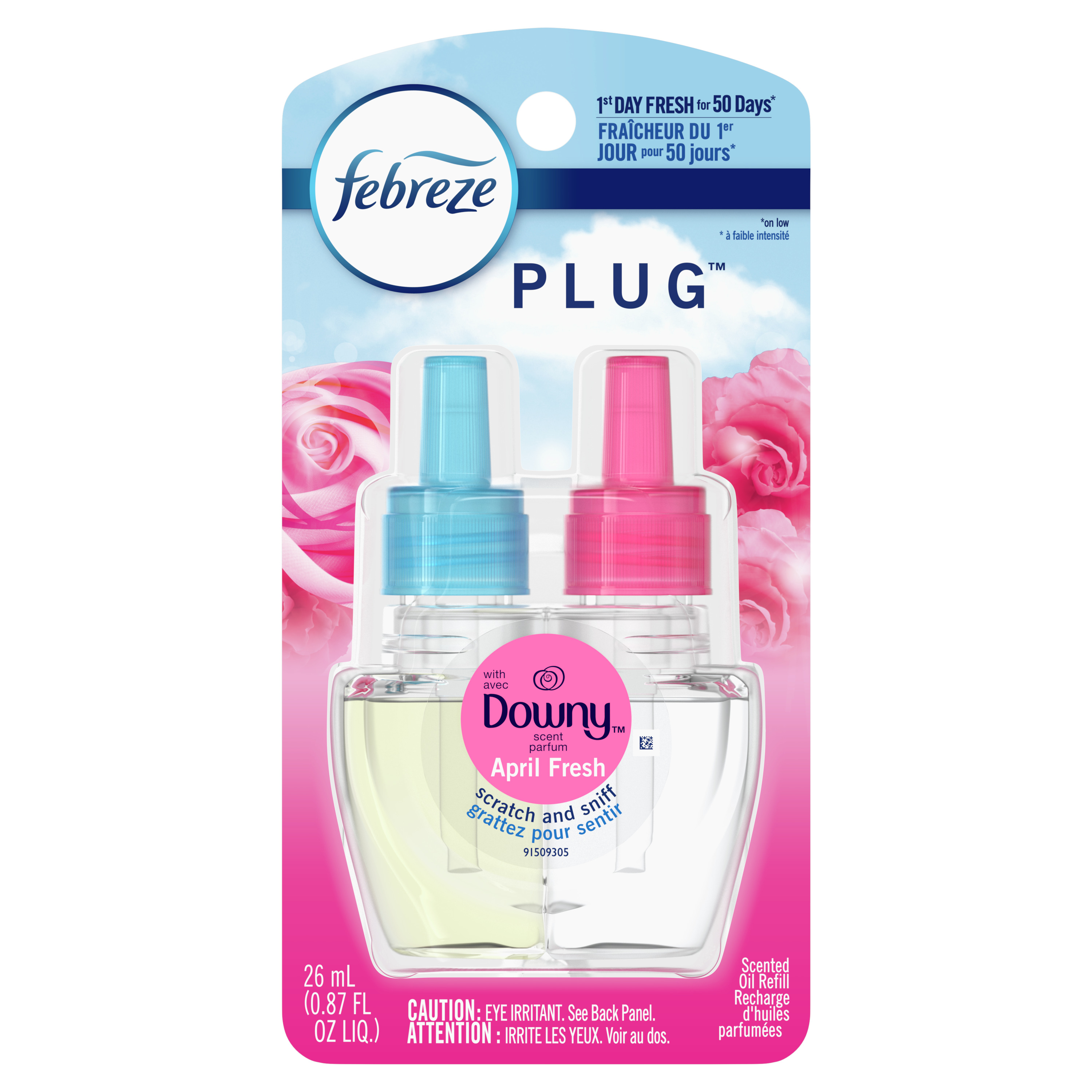 Febreze OdorEliminating Fade Defy Plug Air Freshener Refill, Downy