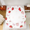 thumbnail image 5 of Homewish Red Pink Strawberry Bed Sheets for Girls, Kawaii Cartoon Bowknot King Sheets, Love Heart Bowknot Sheet Set, Luxury Bedroom Decor, 4 Pieces, 5 of 7