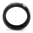 thumbnail image 2 of Grey Titanium Ring Band Wedding Grooved Black Spinel Round, 2 of 7