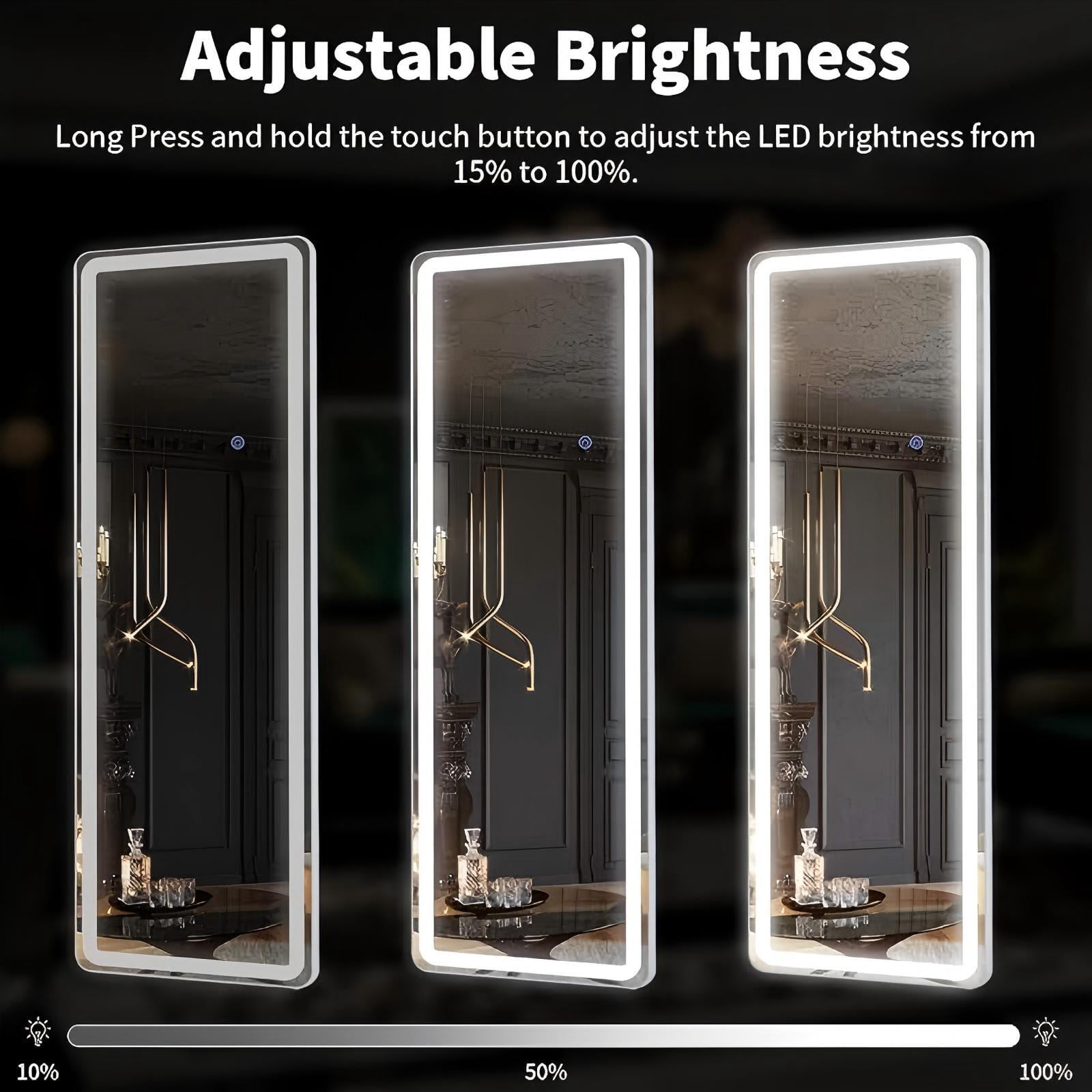 Mirrasia 60" x 16" LED Full Length Mirror Floor Mirror Wall Mounted,White