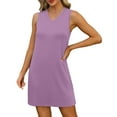 thumbnail image 5 of Loopsun Womens Dresses, Summer Dresses for Women, Women's Summer Fashion Solid Color Sleeveless V-Neck Mini Dress Purple L, 5 of 5