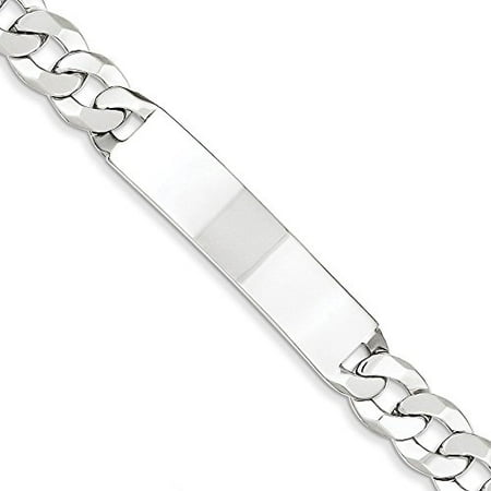 925 Sterling Silver 10.00MM Curb Link ID Bracelet 8.50 Inches