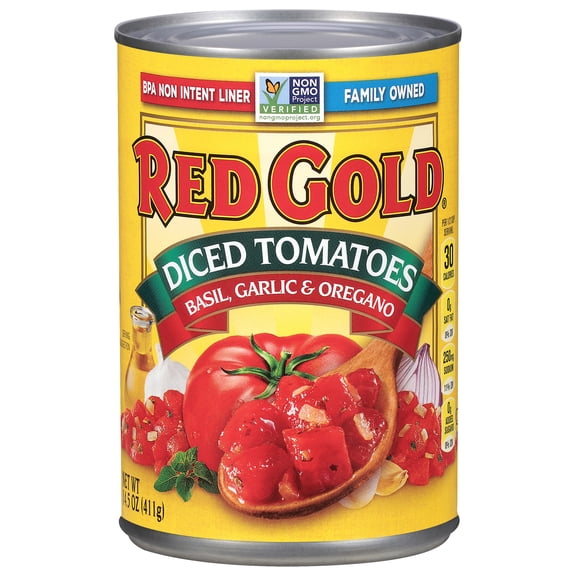 Red Gold Diced Tomatoes with Basil, Garlic and Oregano, 14.5 oz Can