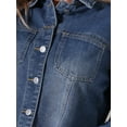 thumbnail image 5 of Chaqueta de mezclilla recortada de manga larga con dobladillo deshilachado para mujer INSPIRE CHIC XL Azul, 5 of 5