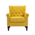 thumbnail image 3 of Accent Chair, Modern Velvet Armchair with Tufted Back and Wood Legs,Mid-Century Upholstered Lounge Arm Chair Single Sofa for Living Room Bedroom, Yellow, 3 of 7