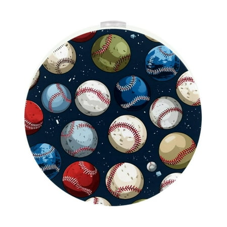 

Baseball LED Round Night Light-2PCS Energy-Efficient Plug-in Ambient Lamp with Auto Sensor Compact & Versatile for Bedroom Bathroom and Hallway