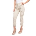 thumbnail image 2 of G-Style USA Women's Drawstring Waist Cargo Jogger Pants RJJ3645 Ivory Medium, 2 of 5