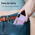 thumbnail image 5 of Wallet Case for iPhone XR, Classic Lychee Texture PU Leather Purse Case with Accordion Card Slots, Protective Crossbody Flip Cover with Zipper Shoulder Strap Lanyard for iPhone XR, Purple, 5 of 8