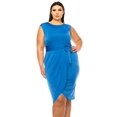 thumbnail image 4 of MOA Collection Women's Plus Size Sleeveless Sheath Dress Knife PleatsTulip Skirt Front Sash Detail, 4 of 6