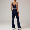 thumbnail image 7 of Miluxas Womens Contrast Trim Workout Sets 2 Piece Gym Yoga Outfits Crossover Waist Tummy Control Flare Leggings Matching Bodycon Crop Tank Top Navy, 7 of 7