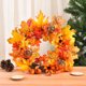 thumbnail image 5 of Guirnalda de Halloween de calabaza de rama muerta creativa, guirnalda de caída de puerta delantera de luz blanca cálida de 13 "decorada con conos de pino de arce de calabaza para decoración de chimenea de ventana interior oso de fresa Electrónica, 5 of 5
